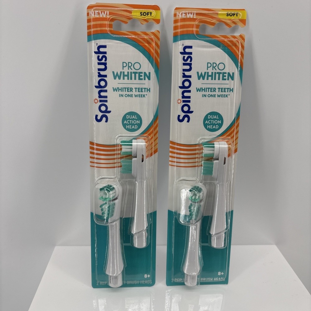 Spinbrush Pro Whiten Replacement Brush Heads, Soft Bristles, 2ct - LOT OF 2